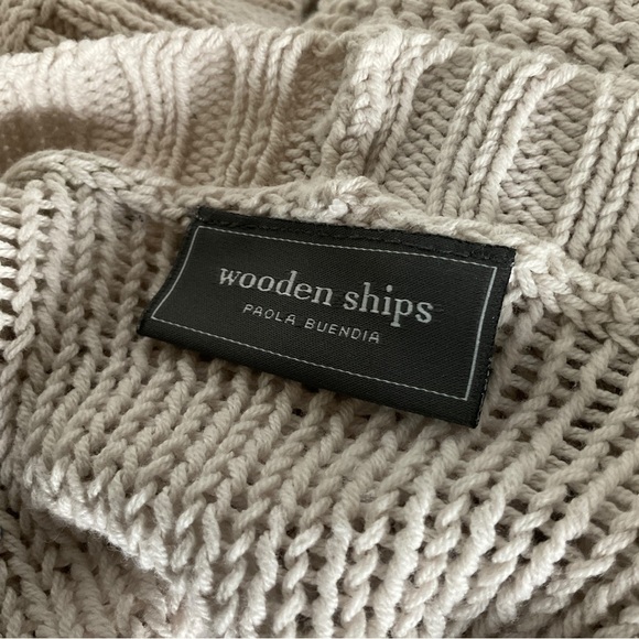 Wooden Ships Cropped Open Cardigan Sweater Sz S Neutral Beige Minimalist - Picture 10 of 12
